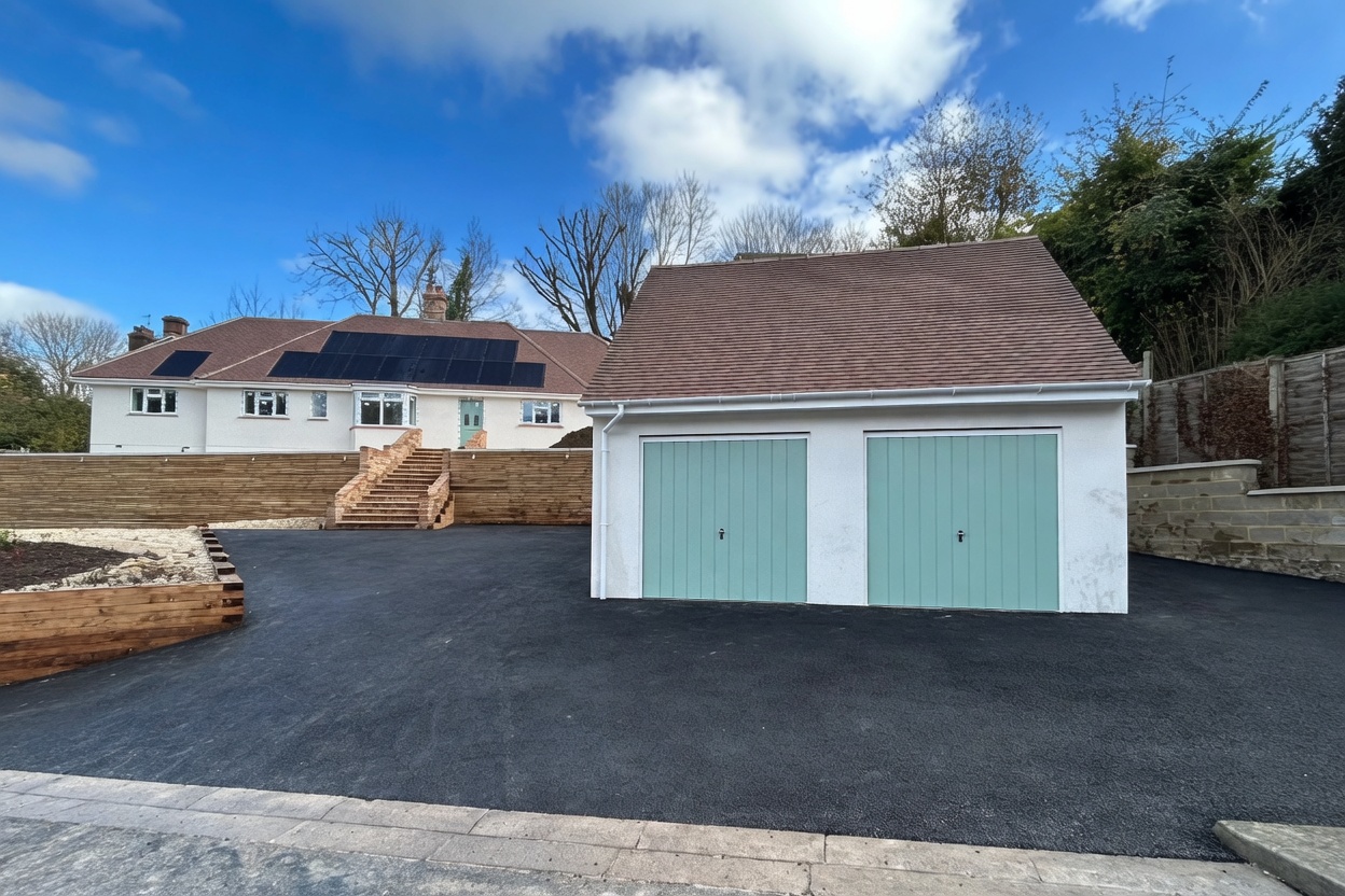 Completed driveway running the length of the property